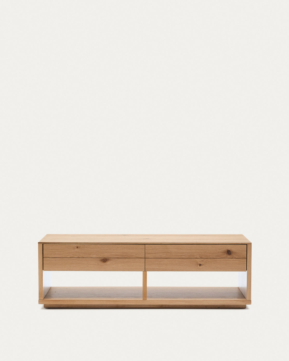 Couchtisch Alguema 2 Schubladen aus Eichenfurnier mit naturfarbenem Finish 140 x 60 cm in Natur präsentiert im Onlineshop von KAQTU Design AG. Couchtisch ist von Kave Home