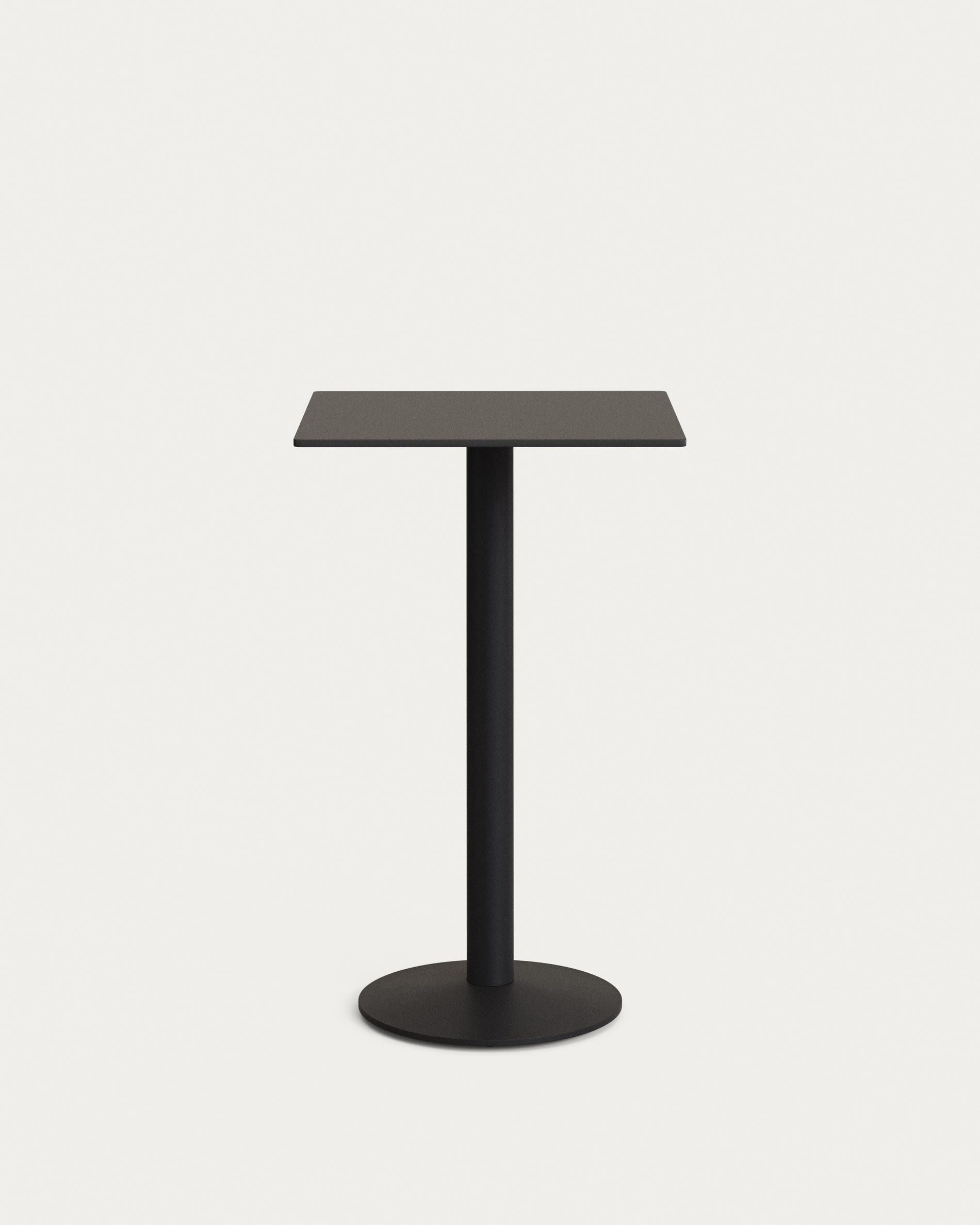 Eleganter Esilda Stehtisch: Schwarz, 60x60x96 cm, wetterfestes Metallbein, ideal für Outdoor, flexibel kombinierbar, stilvoll und robust.