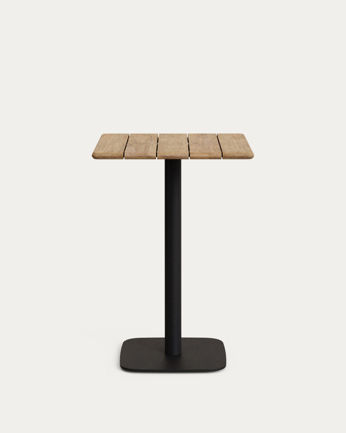 Hoher quadratischer Bar-Tisch Saura schwarzer Stahl Akazienholz mit natürlichem Fi FSC 100% in Schwarz, Natur präsentiert im Onlineshop von KAQTU Design AG. Hochtisch Outdoor ist von Kave Home