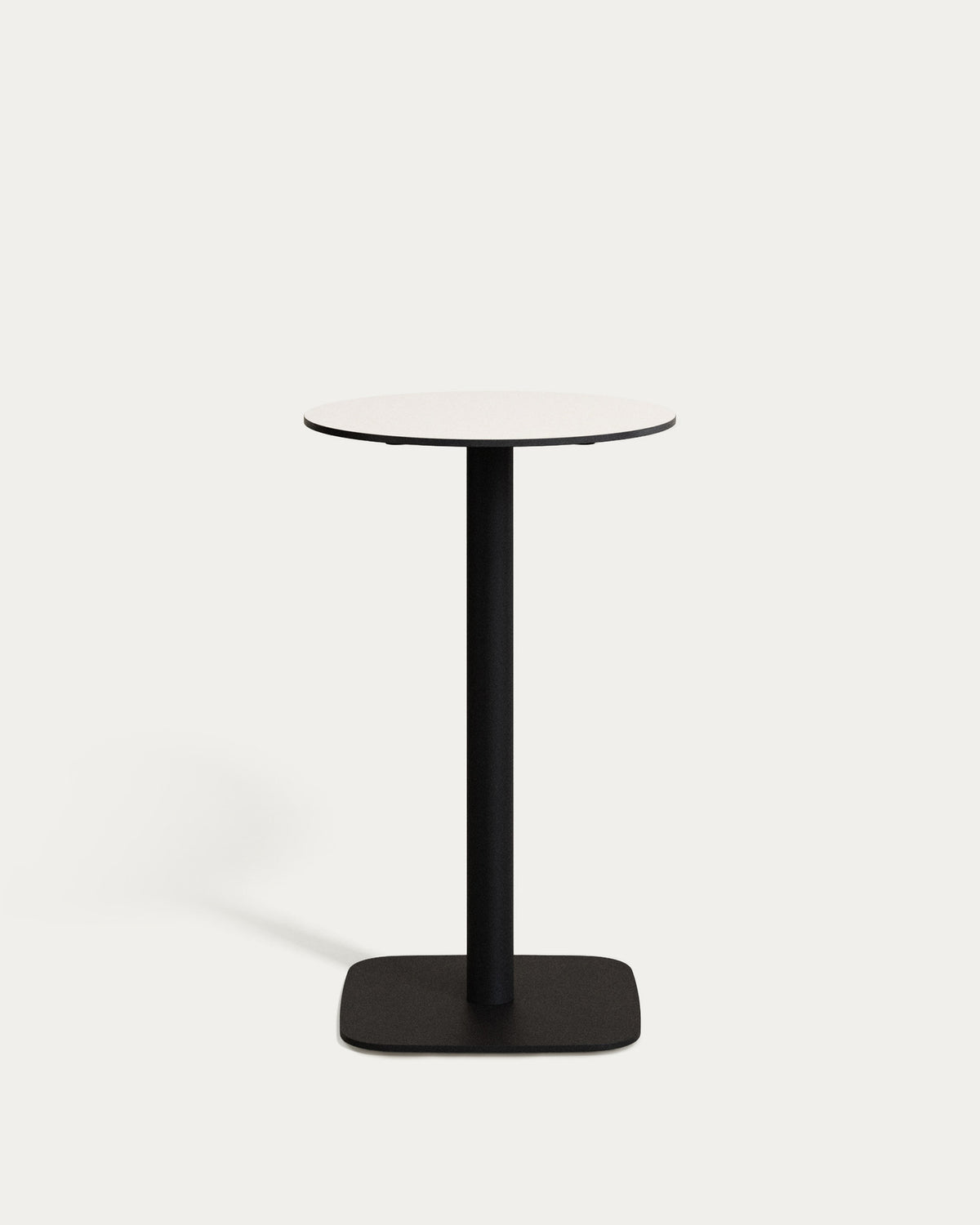 Dina weisser runder hoher Outdoor-Tisch mit schwarz lackiertem Metallbein Ø60x96 cm in Weiss, Schwarz präsentiert im Onlineshop von KAQTU Design AG. Gartentisch ist von Kave Home