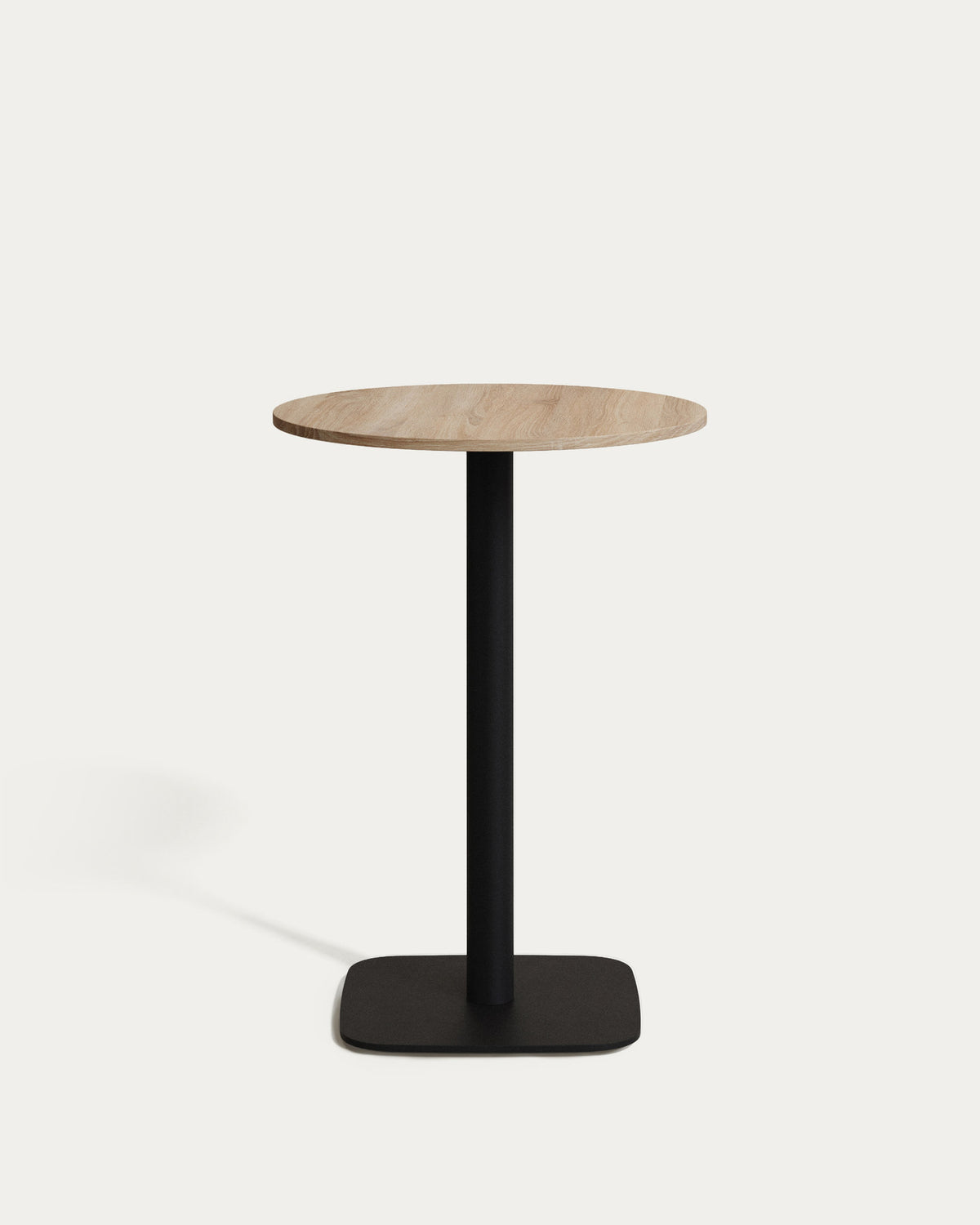 Dina hoher runder Tisch Melamin naturfarben Metallbein schwarz lackiert Ø 60x96 cm in Natur, Schwarz präsentiert im Onlineshop von KAQTU Design AG. Hochtisch ist von Kave Home