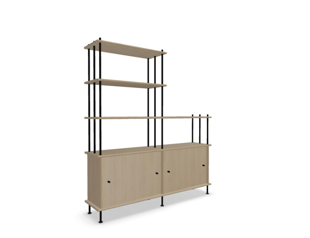 Holz-Halbregal Bava BV16P31 in Dunkelholzoptik, stabiles Standregal mit drei offenen Ebenen, hochwertiges Design für Wohnzimmer und Büro mit natürlicher Maserung