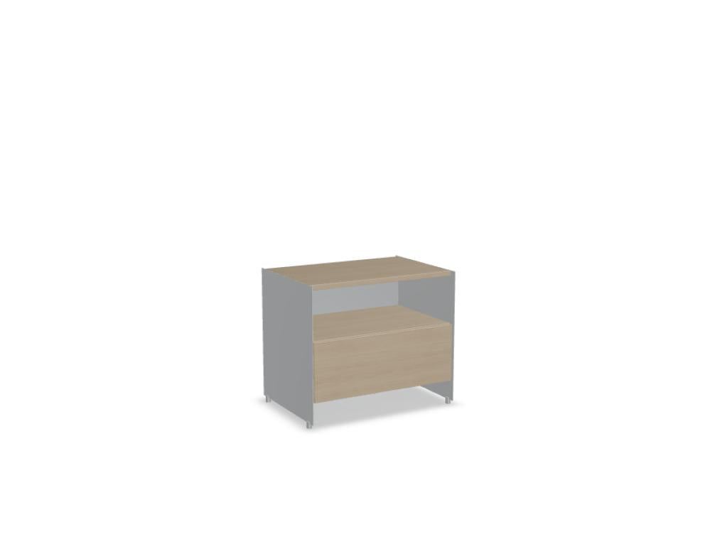 Aloox ALX60HB Schranksystem mit hellen Holzfronten, breites Büroschrank-Modul, elegante Aufbewahrungslösung für moderne Arbeitsplätze