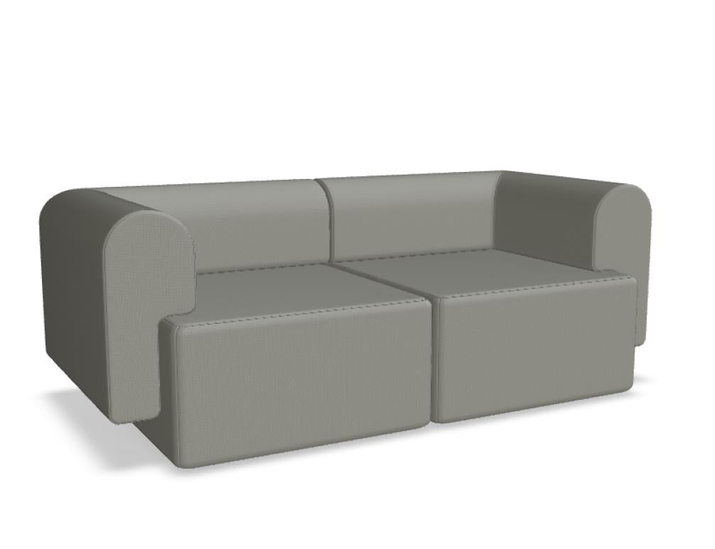 Modulares Sofa Tori von Tamo in Anthrazit mit gepolsterter Sitzfläche, abgerundeter Rückenlehne und Kunststofffüssen.