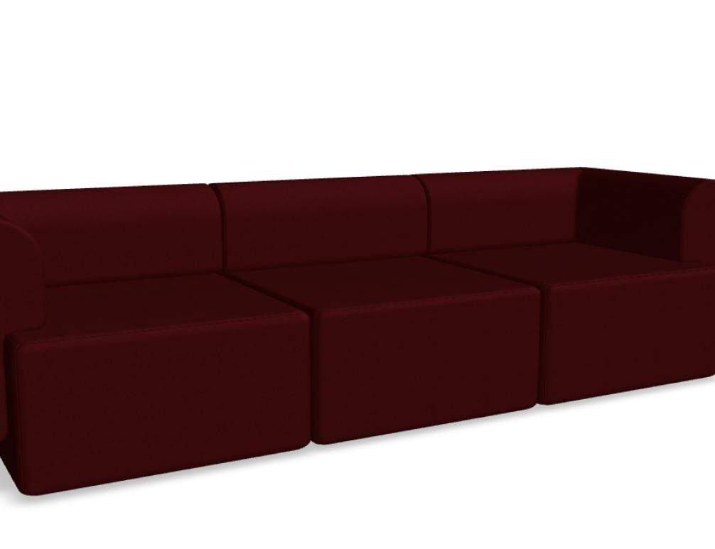 Modulares Sofa Tori von Tamo in Anthrazit mit gepolsterter Sitzfläche, abgerundeter Rückenlehne und Kunststofffüssen.