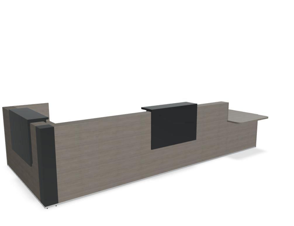 Tera TRA45P - modulare Empfangstheke in Eiche Grau präsentiert im Onlineshop von KAQTU Design AG. Empfangsdesk ist von Mdd