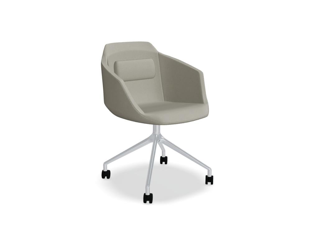 Ultra UFPP19K - Stuhl mit poliertem Aluminiumgestell in Blau präsentiert im Onlineshop von KAQTU Design AG. Dreh-Schalenstuhl mit Rollen ist von Mdd