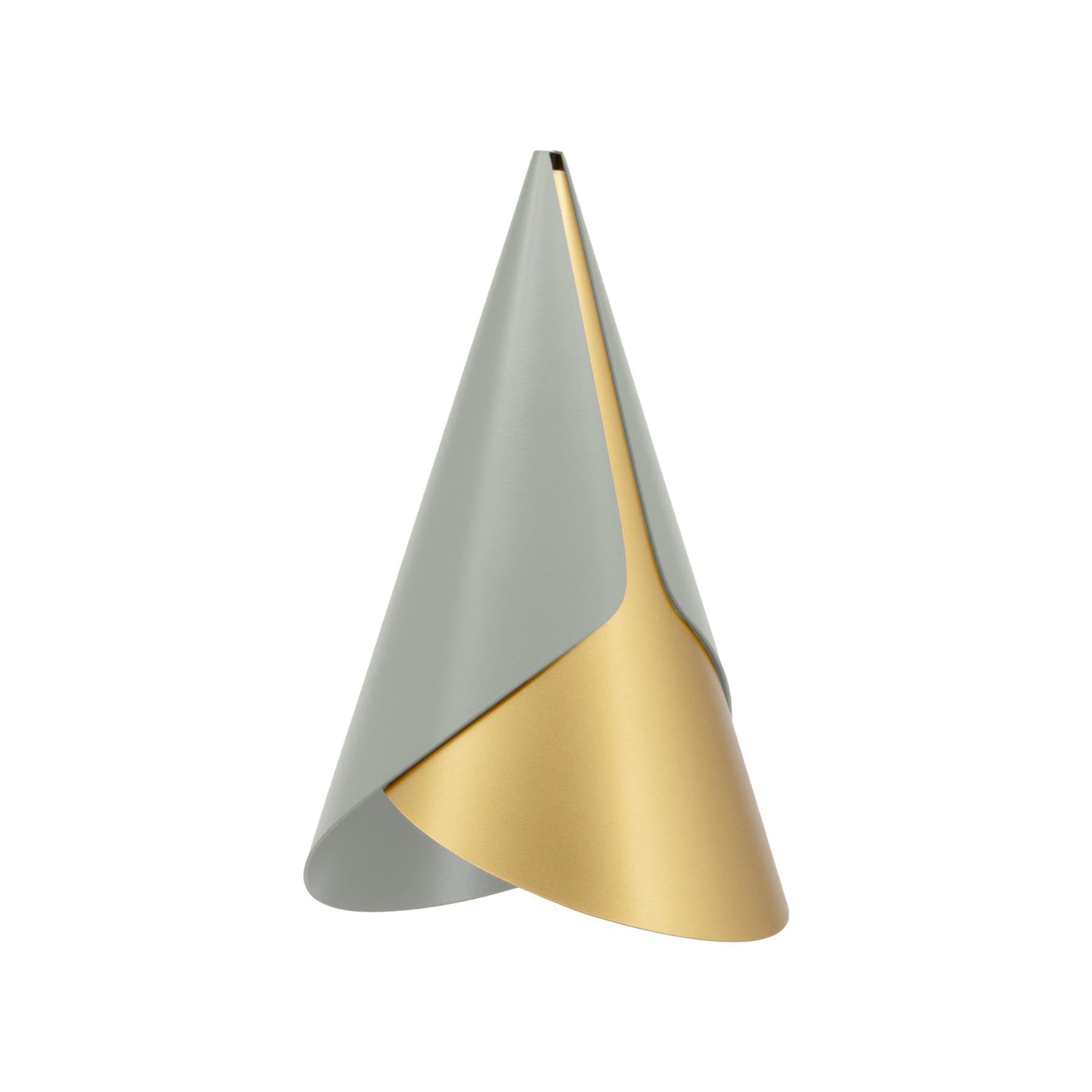 Eleganter Cornet Lampenschirm in Olivgrün mit Messingdetails, ideal für stilvolle Beleuchtung in jedem Raum.