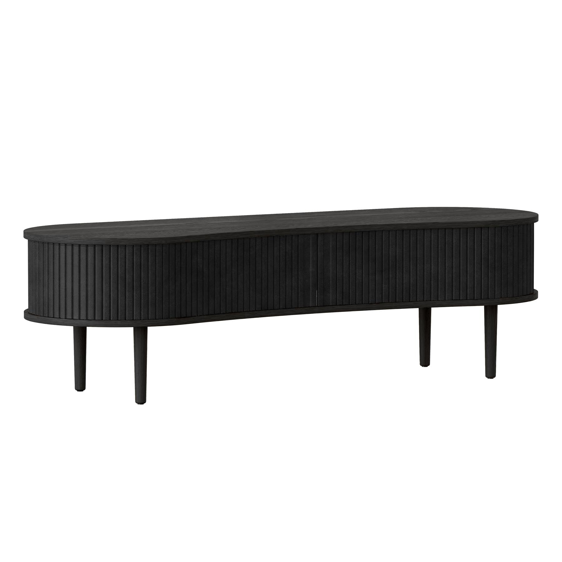 Elegante Audacious TV Bank in Charcoal, ideal für zeitgemäße Wohnräume und bietet praktischen Stauraum für Mediengeräte.