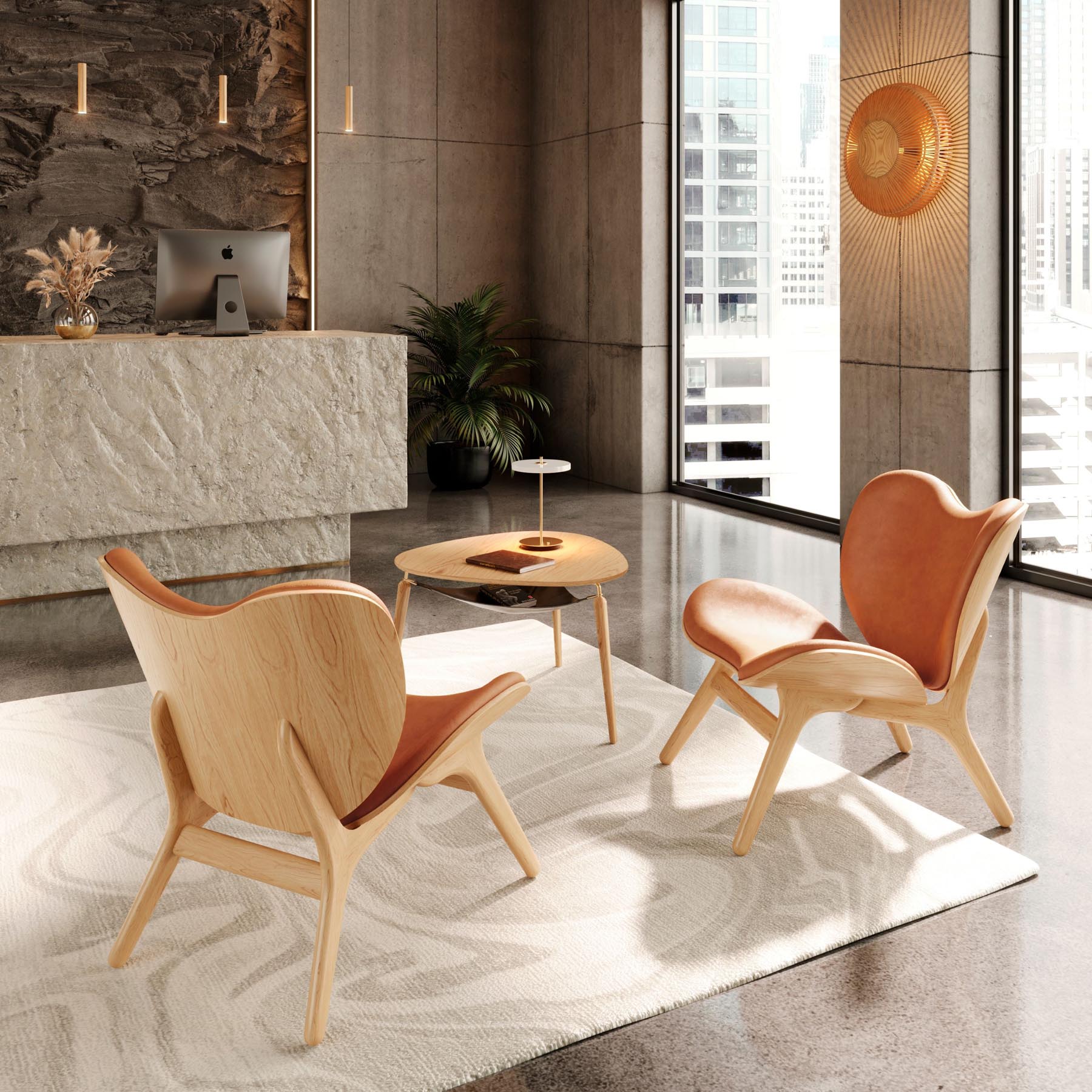 Eleganter A Conversation Piece Low Sessel von Umage in Dunes Rust, ideal für stilvolle Wohnräume und gemütliche Gespräche.