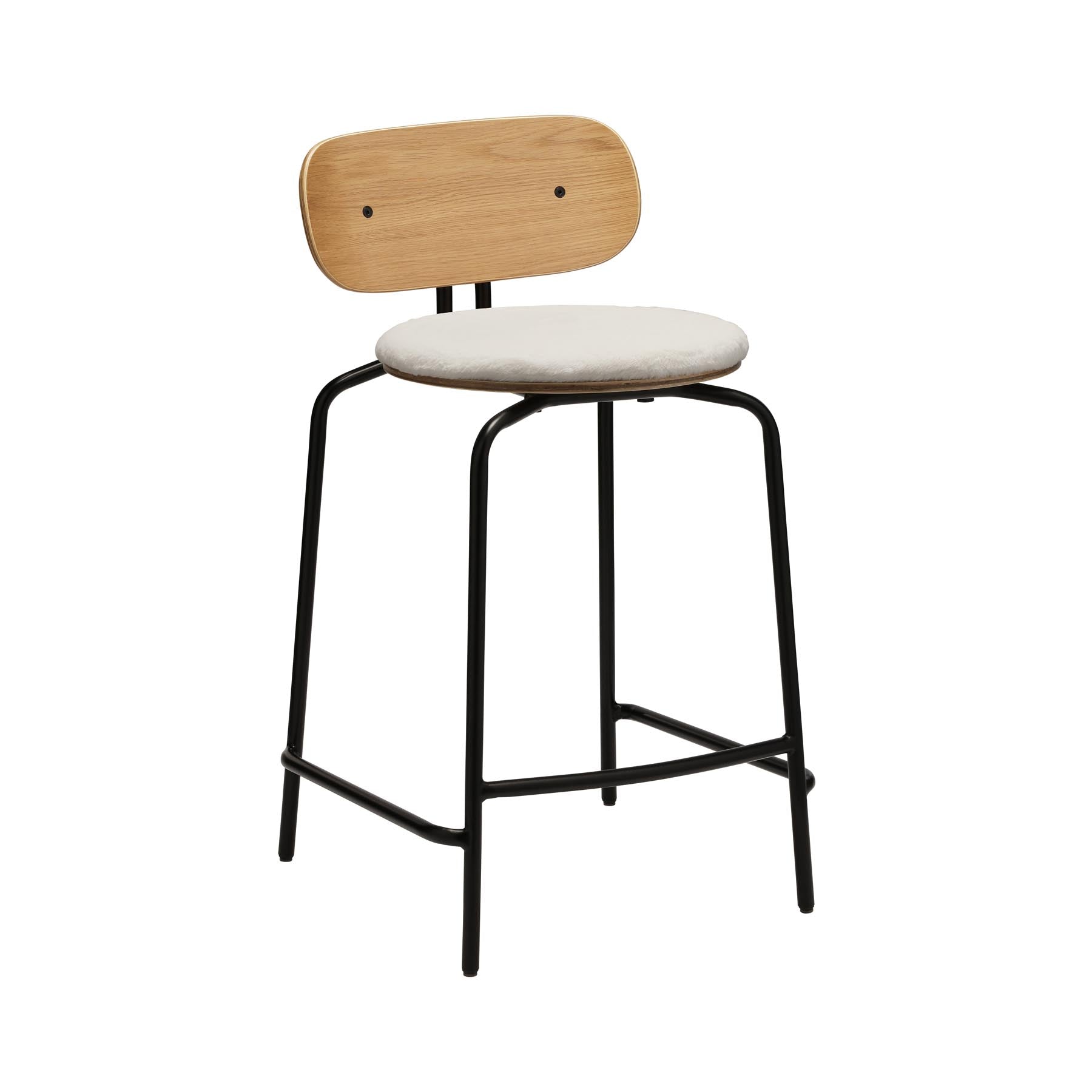 Eleganter Curious Counter-Stuhl in Teddy White von Umage, ideal für moderne Wohnräume, vereint Funktionalität und zeitgemäßes Design.