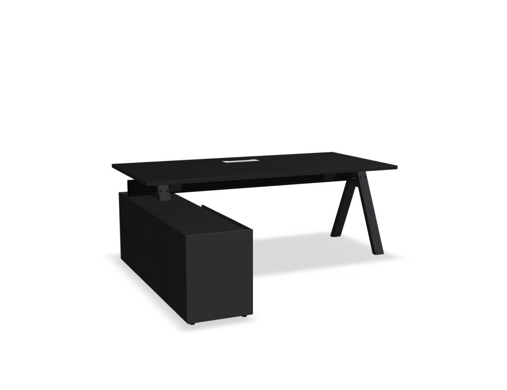 Viga V04L - Chefschreibtisch in FENIX Schwarz Matt präsentiert im Onlineshop von KAQTU Design AG. Schreibtisch ist von Mdd
