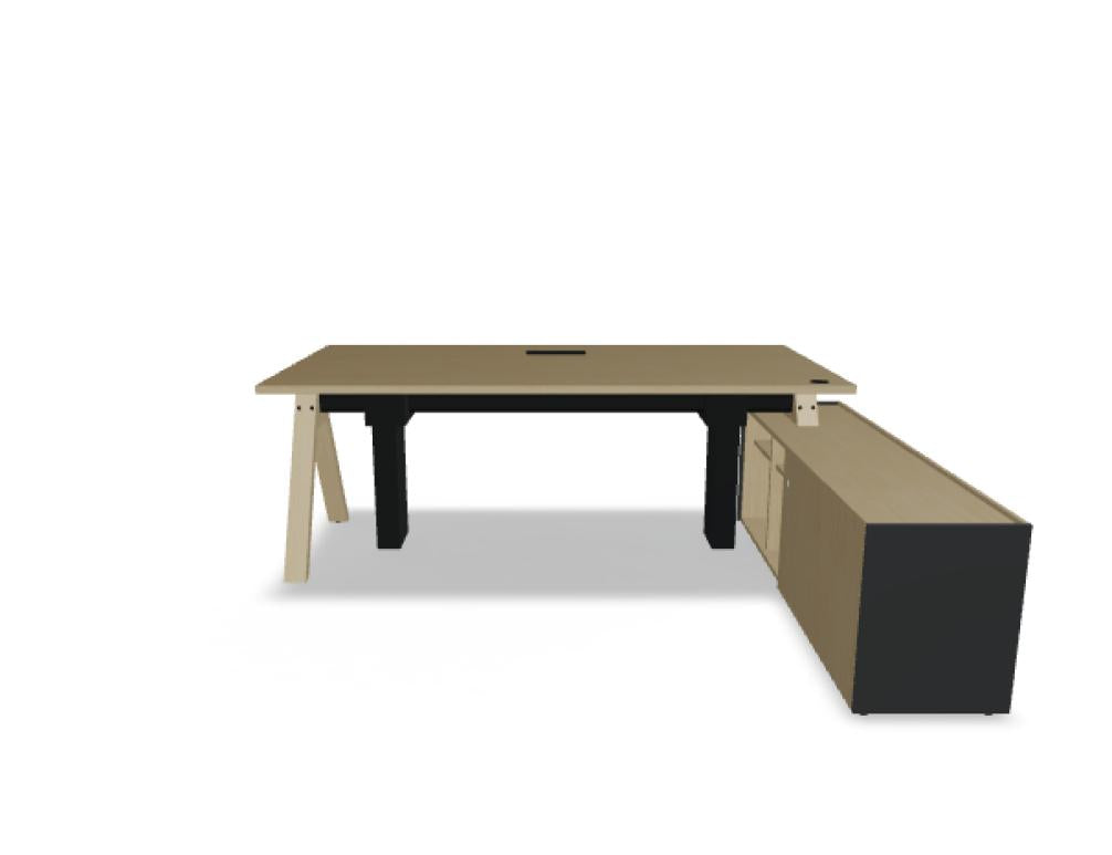 Viga V04PR - Schreibtisch mit Höhenverstellung in FENIX Schwarz Matt präsentiert im Onlineshop von KAQTU Design AG. Schreibtisch ist von Mdd