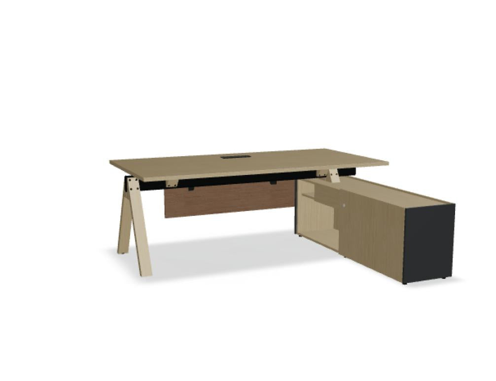 Viga V04P - Chefschreibtisch in FENIX Schwarz Matt präsentiert im Onlineshop von KAQTU Design AG. Schreibtisch ist von Mdd