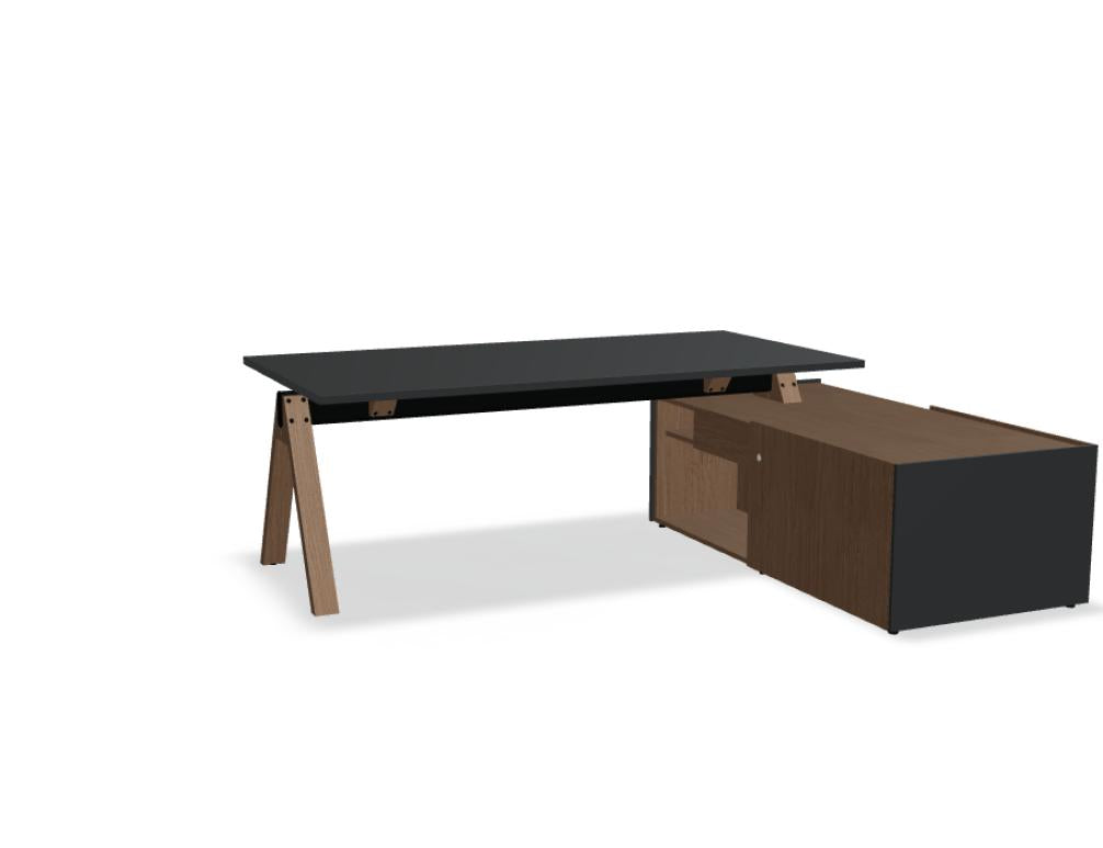 Viga V06P - Chefschreibtisch in FENIX Schwarz Matt präsentiert im Onlineshop von KAQTU Design AG. Schreibtisch ist von Mdd