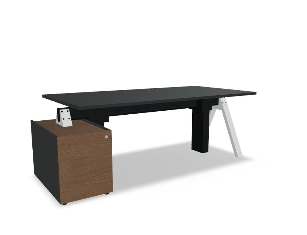 Viga V08LR - Schreibtisch mit Höhenverstellung in FENIX Schwarz Matt präsentiert im Onlineshop von KAQTU Design AG. Schreibtisch ist von Mdd