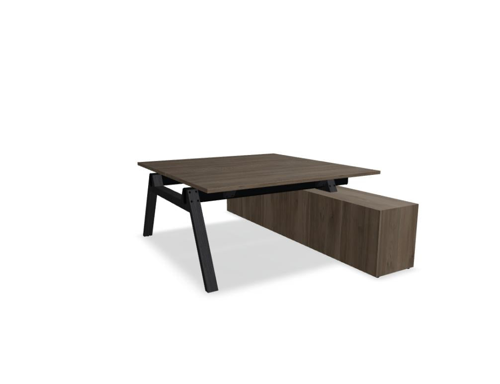 Viga V1623M - Doppelschreibtisch mit Managerschrank in Dunkle Walnuss präsentiert im Onlineshop von KAQTU Design AG. Schreibtisch ist von Mdd