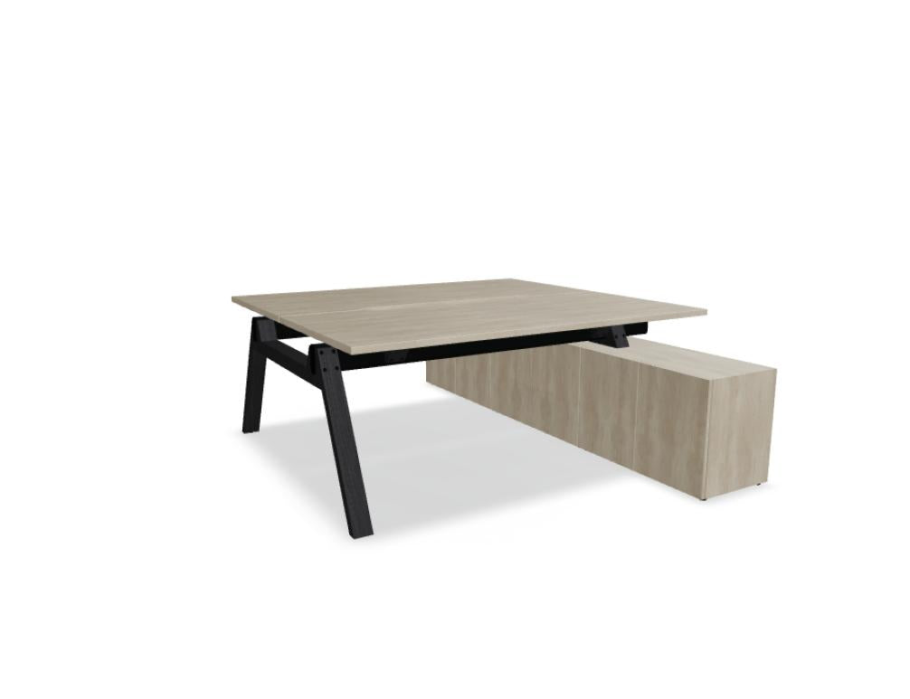 Viga V1823M - Doppelschreibtisch mit Managerschrank in Dunkle Walnuss präsentiert im Onlineshop von KAQTU Design AG. Schreibtisch ist von Mdd