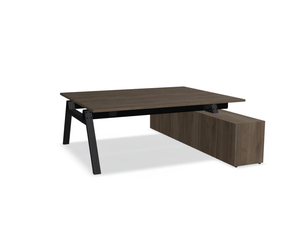 Viga V2023M - Doppelschreibtisch mit Managerschrank in Dunkle Walnuss präsentiert im Onlineshop von KAQTU Design AG. Schreibtisch ist von Mdd
