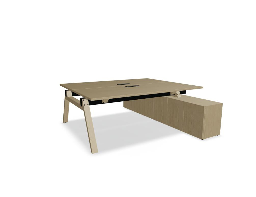 Viga V2023 - Doppelschreibtisch mit Managerschrank in FENIX Schwarz Matt präsentiert im Onlineshop von KAQTU Design AG. Schreibtisch ist von Mdd
