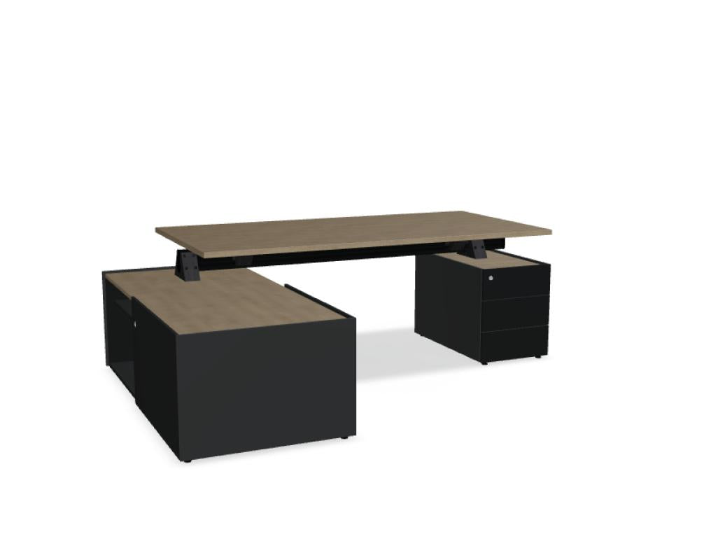 Viga V38LM - Chefschreibtisch mit Managerschrank und Container in Dunkle Walnuss präsentiert im Onlineshop von KAQTU Design AG. Schreibtisch ist von Mdd