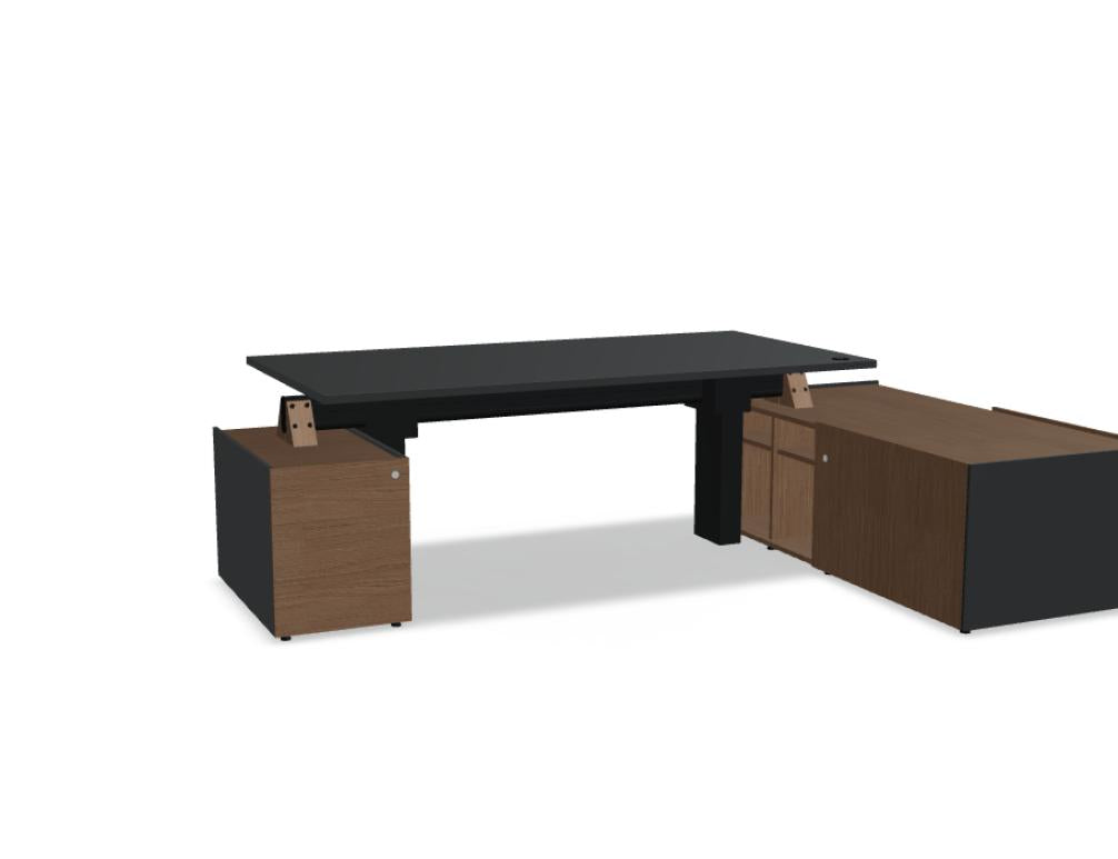 Viga V38PR - Schreibtisch mit Höhenverstellung in FENIX Schwarz Matt präsentiert im Onlineshop von KAQTU Design AG. Schreibtisch ist von Mdd