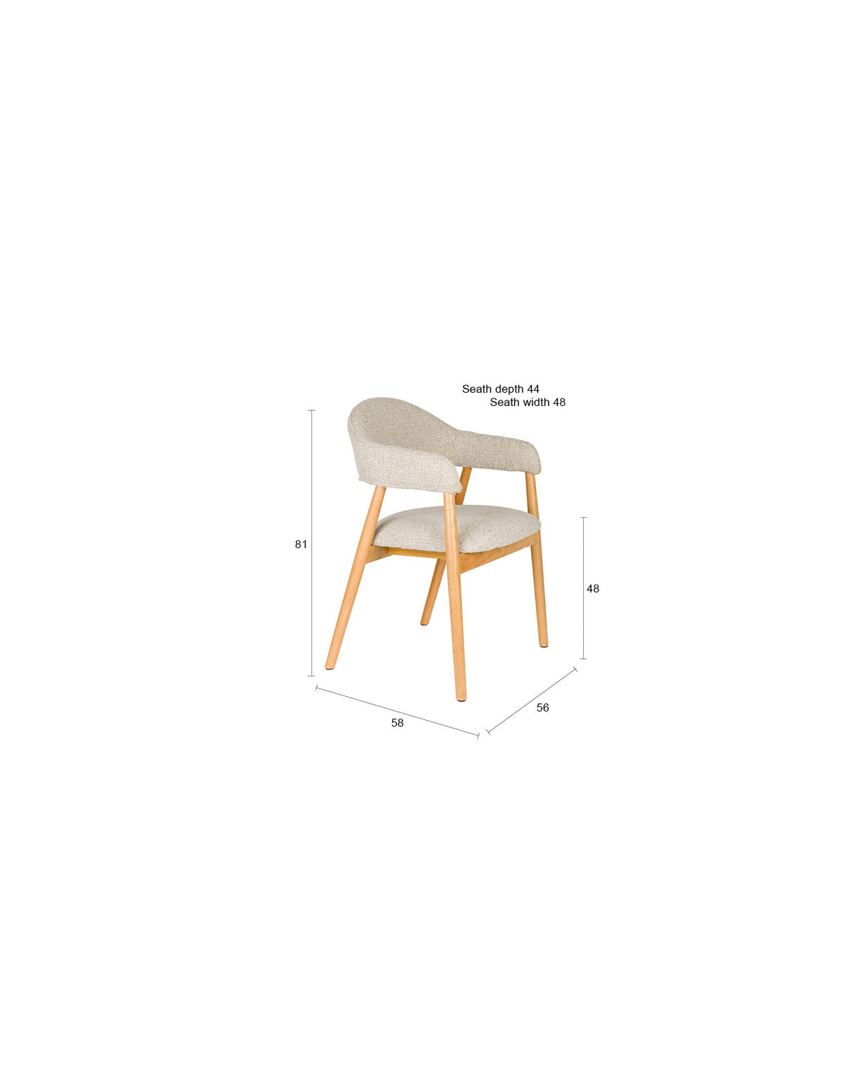 Armlehnstuhl Indy Light Brown in braun präsentiert im Onlineshop von KAQTU Design AG. Stuhl mit Armlehne ist von White Label Living