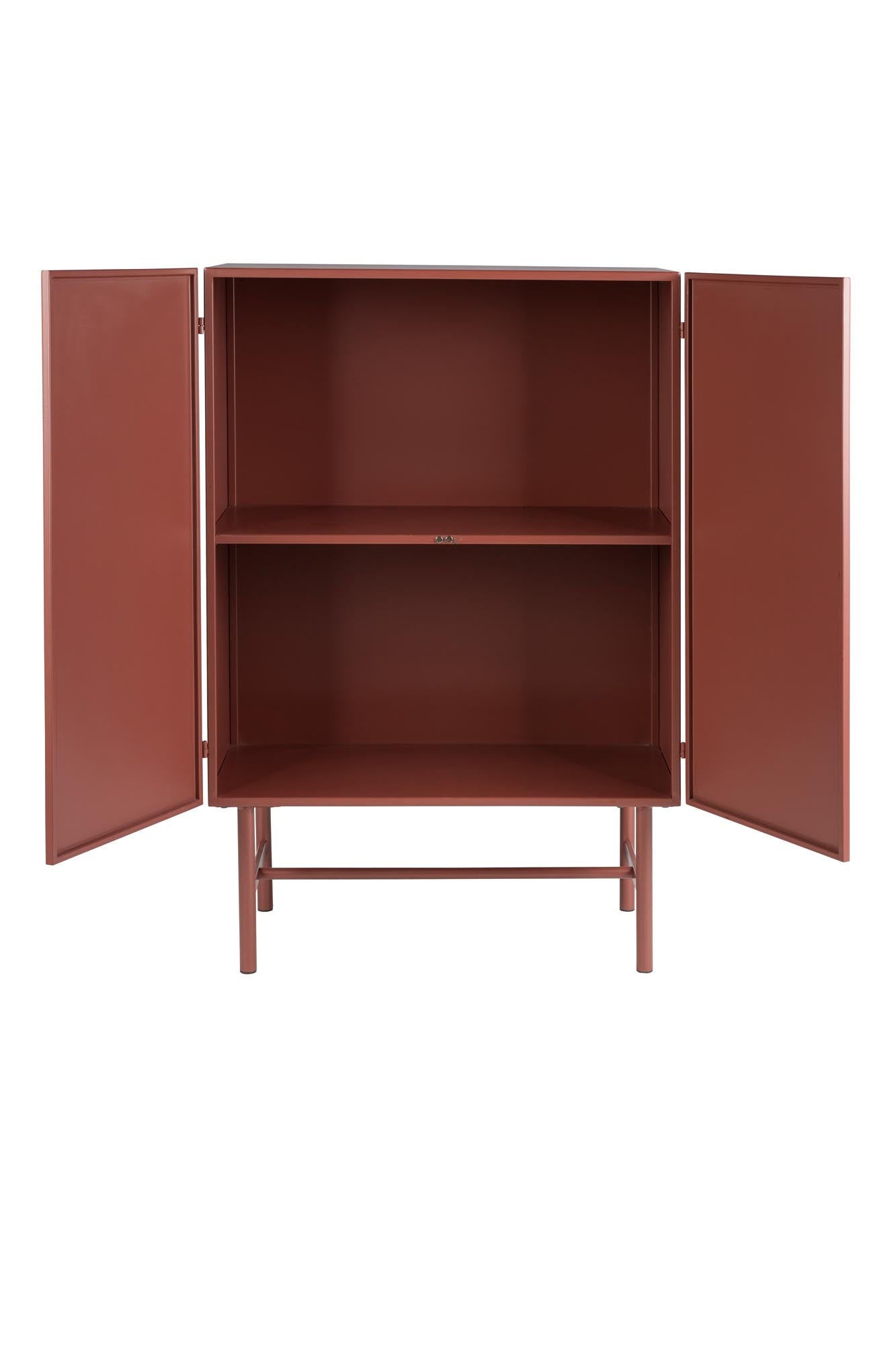 Verleihen Sie Ihrem Zuhause mit dem Cabinet Davis von White Label Living in edlem Terrakotta einen modernen Akzent – stilvoll und funktional.