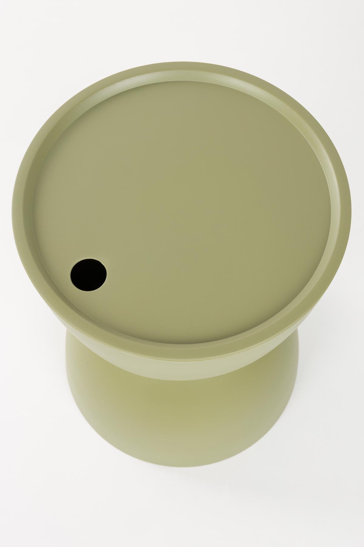 Beistelltisch Mara Outdoor in Beige aus mattem Kunststoff mit Sanduhr-Design und abnehmbarer Tischplatte, Outdoor-Möbel.