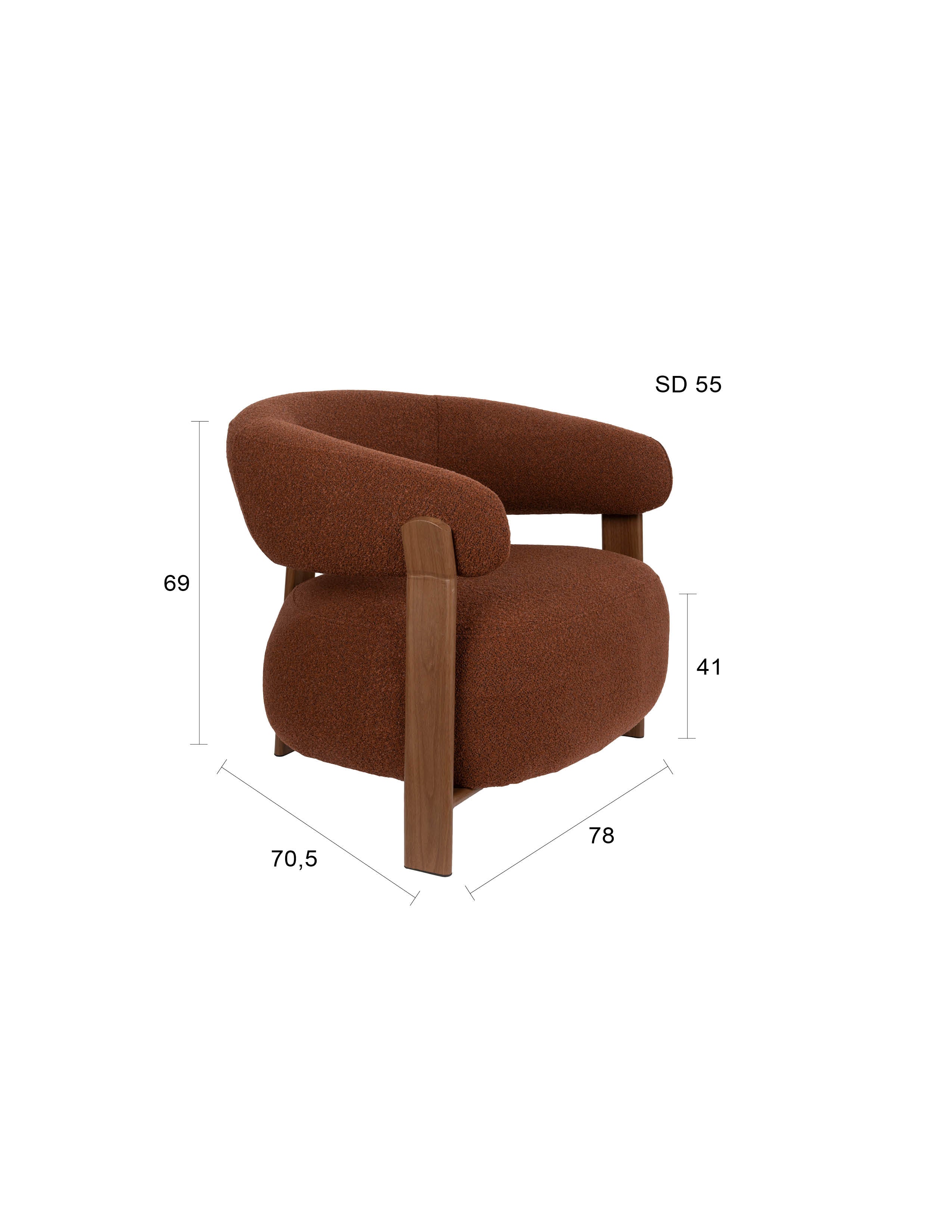 Sessel Robyn in Braun präsentiert im Onlineshop von KAQTU Design AG. Sessel ist von White Label Living