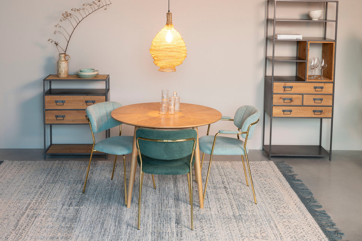 Stuhl Jolien gepolstert V1 in Gold/Hellgrün präsentiert im Onlineshop von KAQTU Design AG. Stuhl ist von White Label Living
