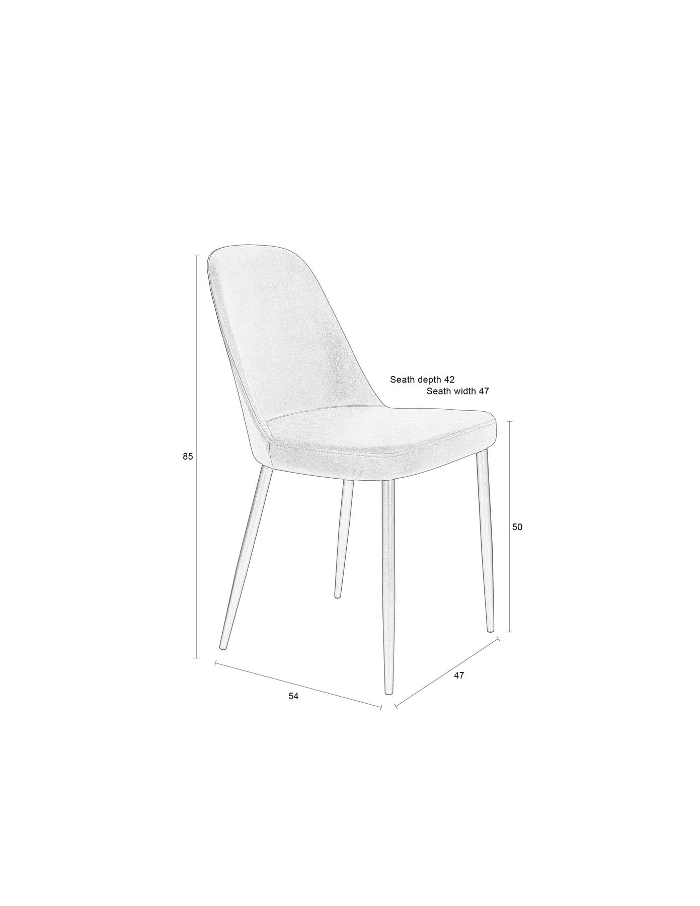 Eleganter Stuhl Alana von White Label Living in zeitlosem Grau, ideal für moderne Wohnräume und einladende Essbereiche.