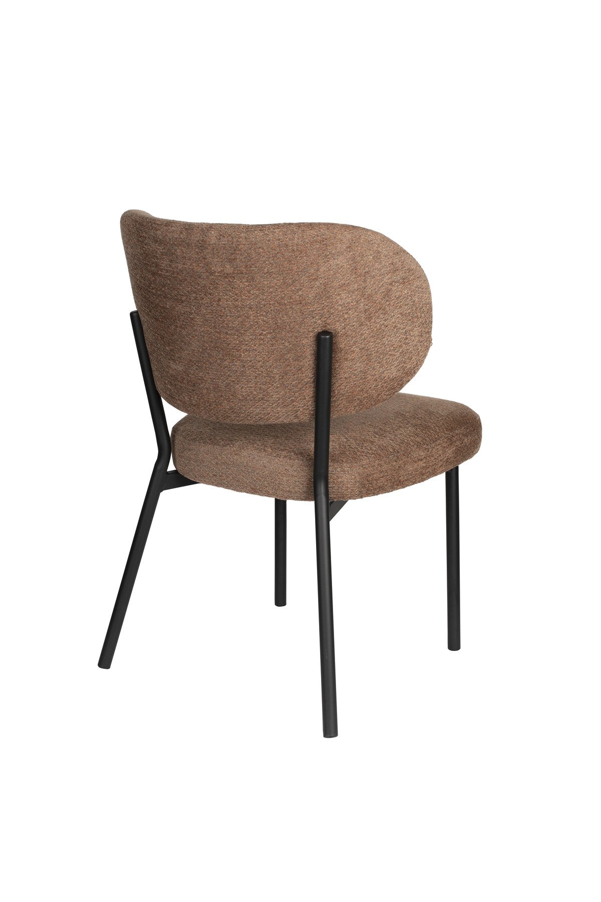 Stuhl Sanne mit gepolstertem Sitz aus Polyester-Gewebe, Schale aus Birkensperrholz und schwarzem Stahlrahmen, Rückenlehne mit Ziersteppmuster.