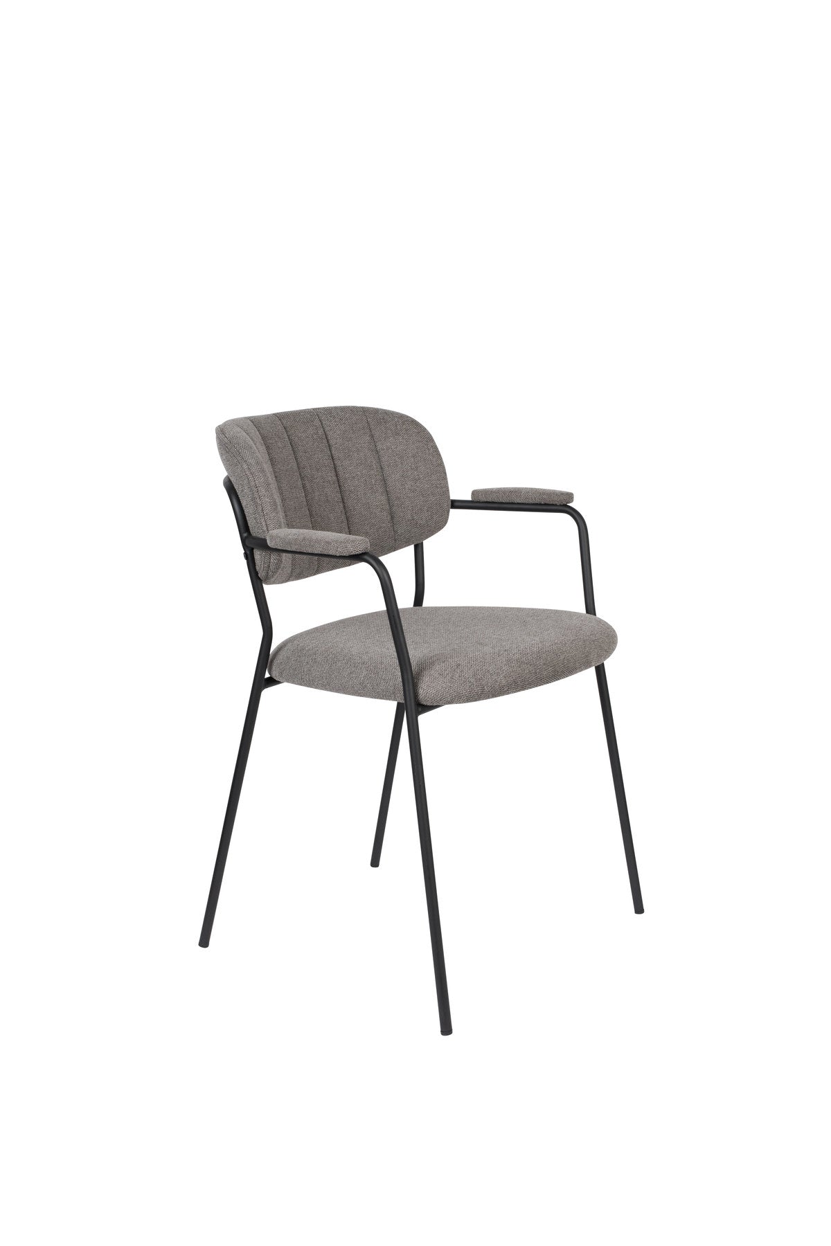 Armlehnstuhl Jolien gepolstert in Grau präsentiert im Onlineshop von KAQTU Design AG. Stuhl mit Armlehne ist von White Label Living