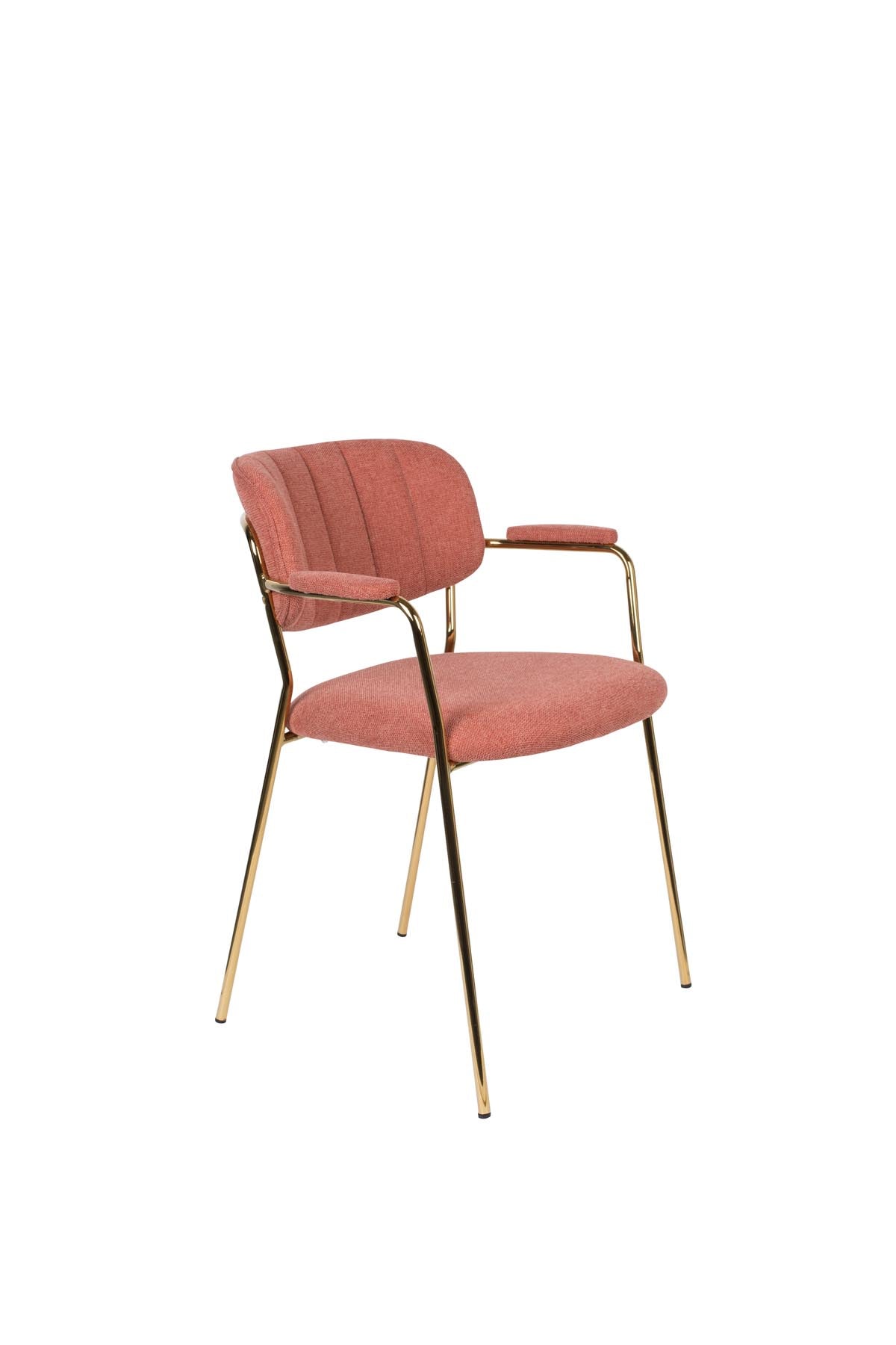 Armlehnstuhl Jolien gepolstert in Rosa präsentiert im Onlineshop von KAQTU Design AG. Stuhl mit Armlehne ist von White Label Living