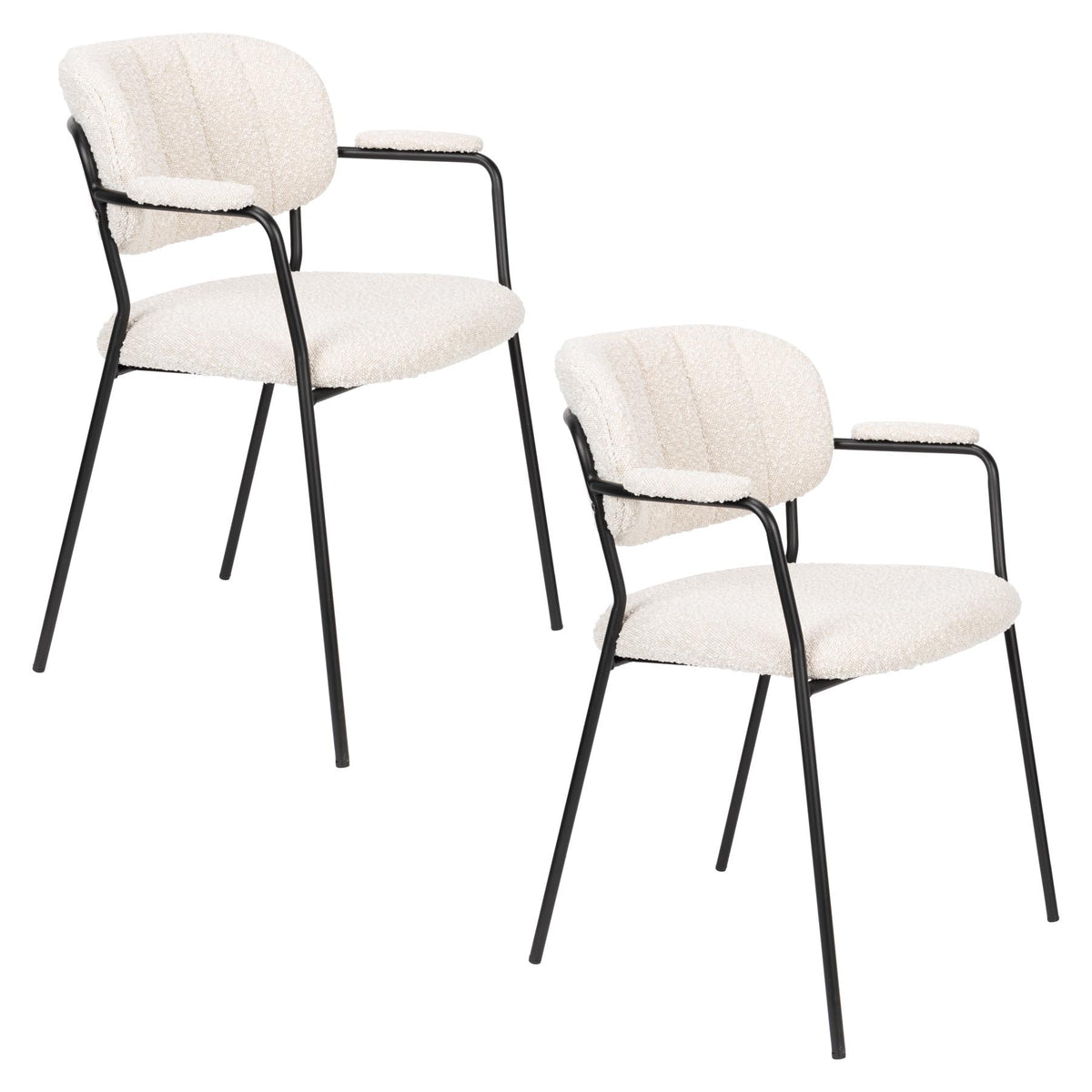 Armlehnstuhl Jolien gepolstert in Weiss präsentiert im Onlineshop von KAQTU Design AG. Stuhl mit Armlehne ist von White Label Living
