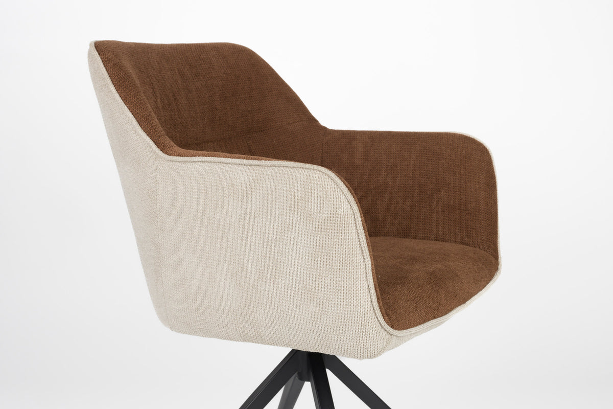 Sessel Daley Beige/Braun in Braun präsentiert im Onlineshop von KAQTU Design AG. Schalenstuhl mit Armlehne ist von White Label Living
