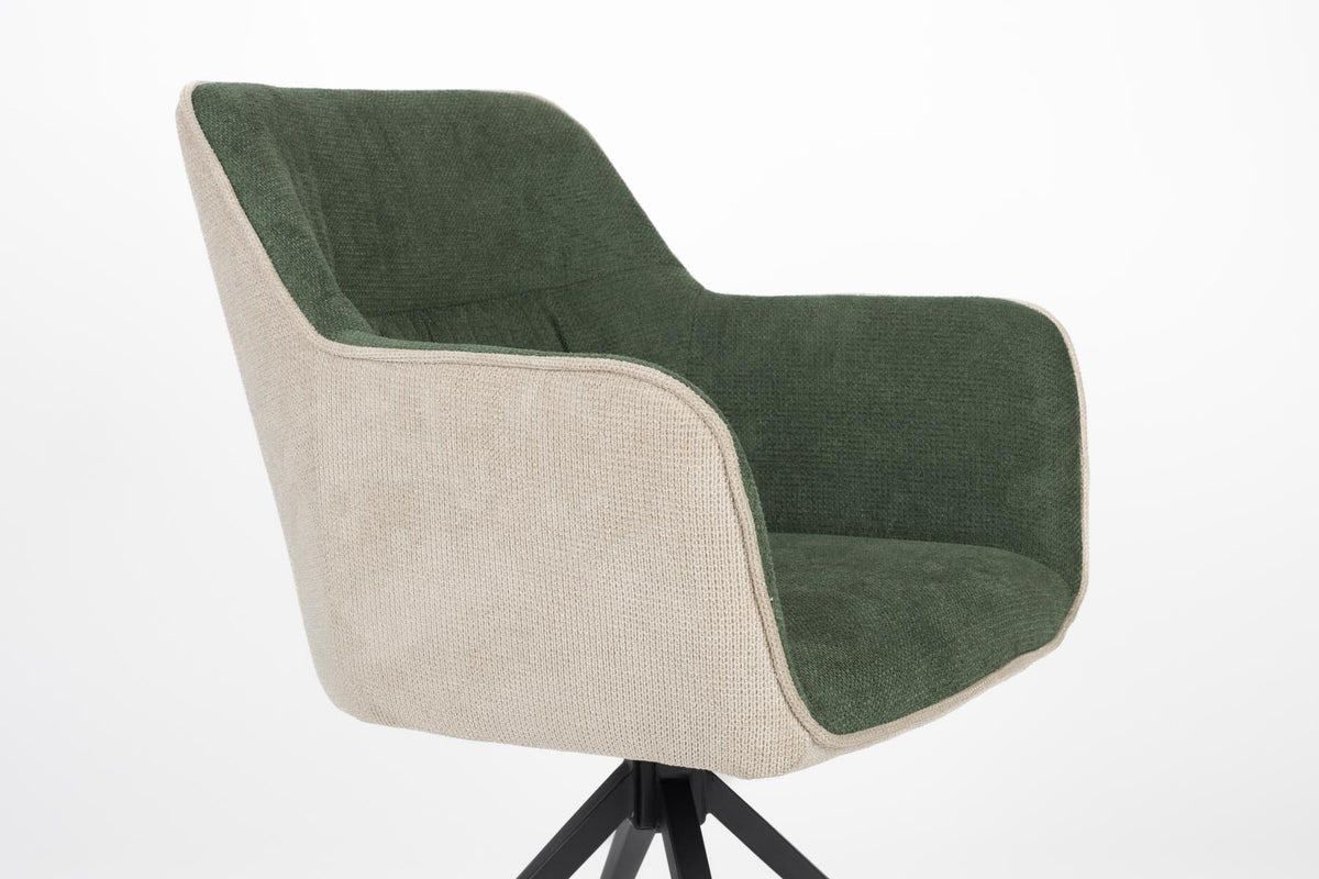 Sessel Daley Beige/Grün in Braun präsentiert im Onlineshop von KAQTU Design AG. Schalenstuhl mit Armlehne ist von White Label Living
