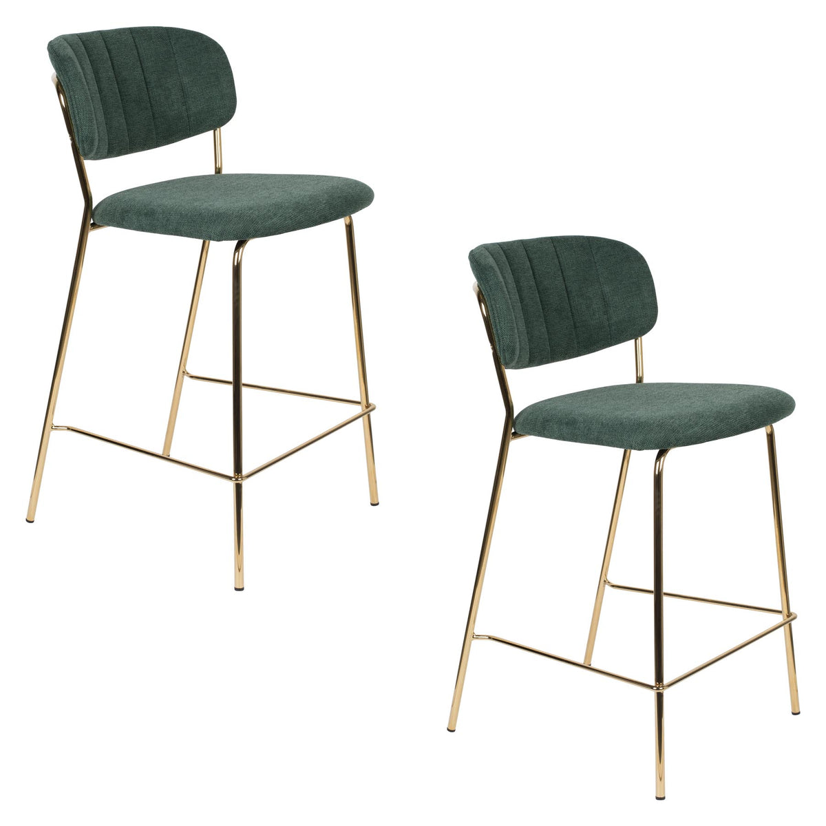Barstuhl Jolien gepolstert in Gold/Dunkelgrün präsentiert im Onlineshop von KAQTU Design AG. Barstuhl ist von White Label Living