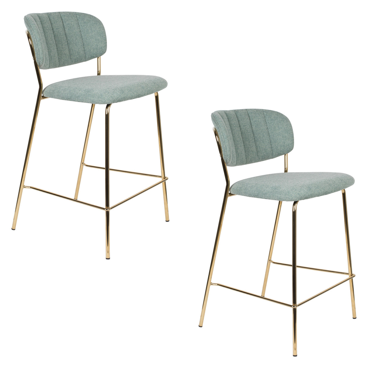 Barstuhl Jolien gepolstert in Gold/Hellgrün präsentiert im Onlineshop von KAQTU Design AG. Barstuhl ist von White Label Living
