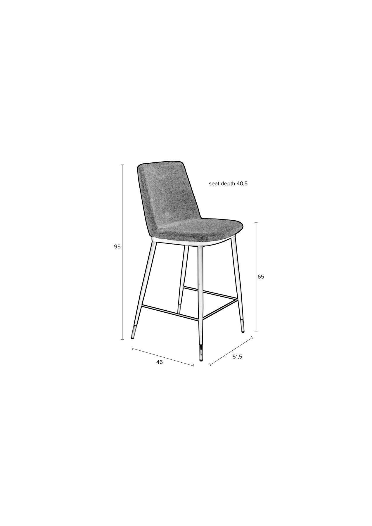 Barstuhl LIONEL in Dunkelgrau präsentiert im Onlineshop von KAQTU Design AG. Barstuhl ist von White Label Living