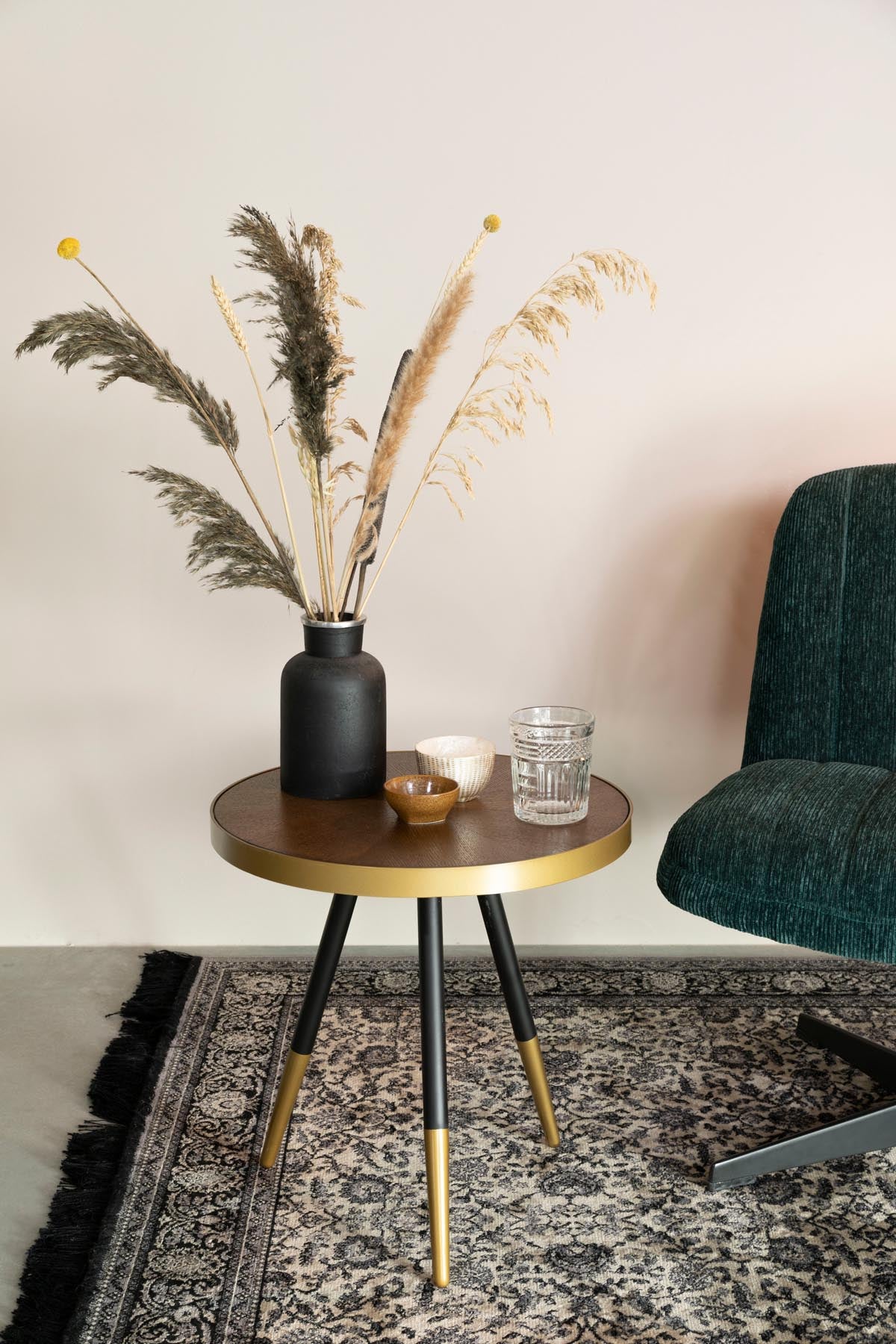 Beistelltisch DENISE in Holz/Schwarz/Gold präsentiert im Onlineshop von KAQTU Design AG. Beistelltisch ist von White Label Living