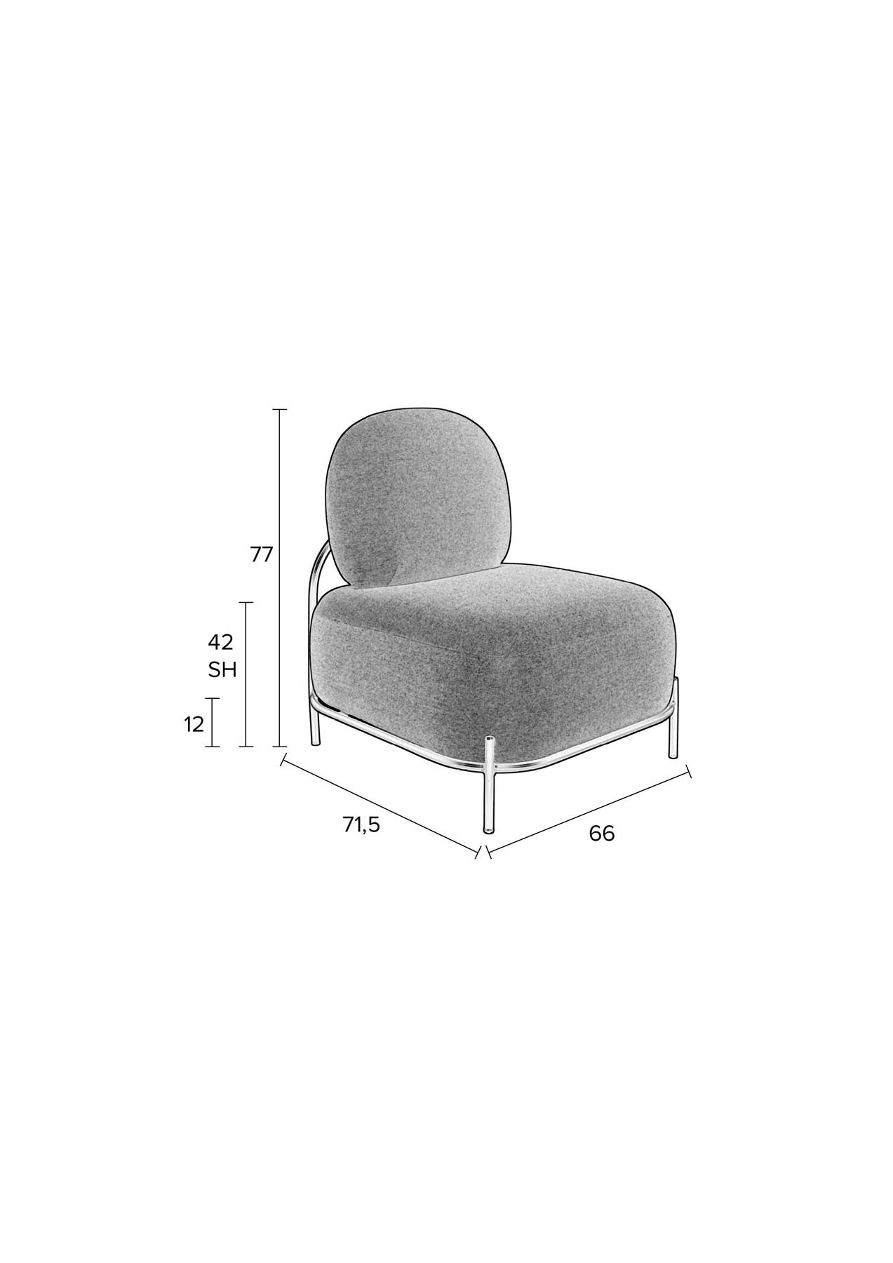 Sessel POLLY in Elfenbein präsentiert im Onlineshop von KAQTU Design AG. Sessel ist von White Label Living