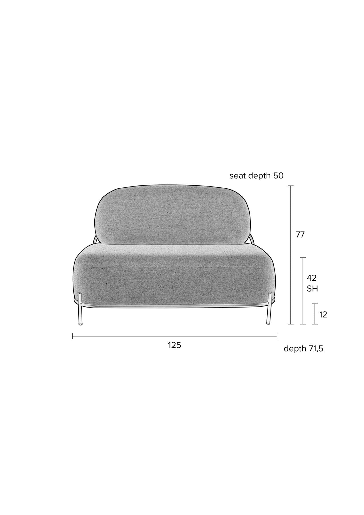 Sofa Polly in Elfenbein präsentiert im Onlineshop von KAQTU Design AG. 2er Sofa ist von White Label Living