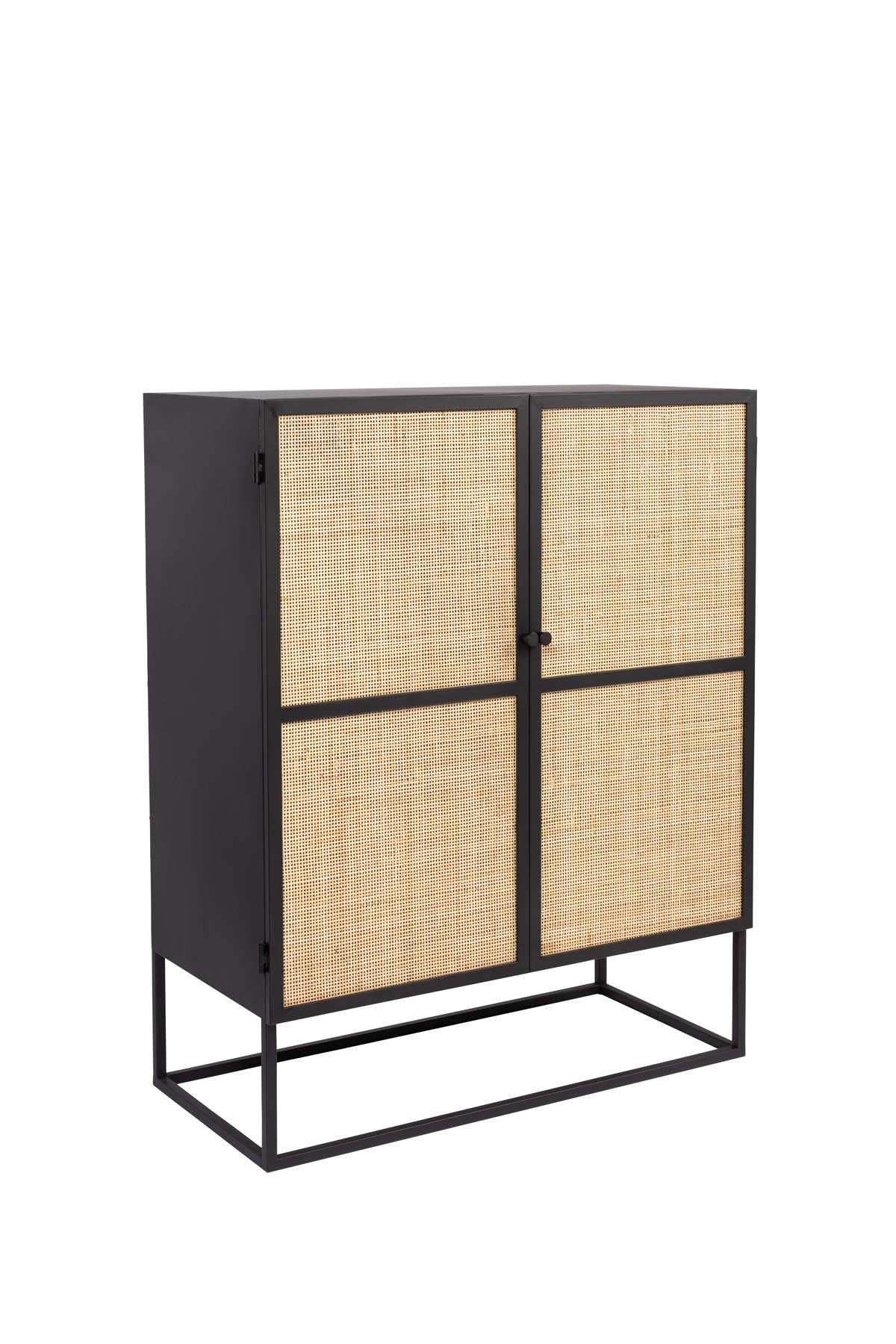Cabinet Guuji Low 2türig in Schwarz/Natur präsentiert im Onlineshop von KAQTU Design AG. Vitrine ist von White Label Living