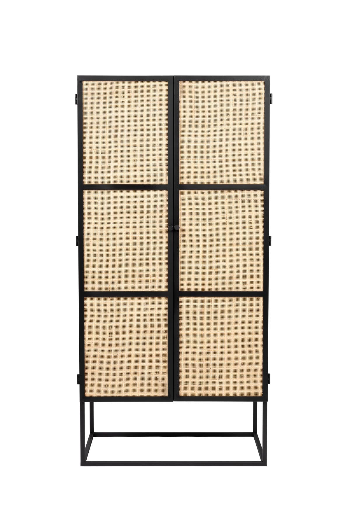 Cabinet Guuji High 2türig in Schwarz/Natur präsentiert im Onlineshop von KAQTU Design AG. Vitrine ist von White Label Living