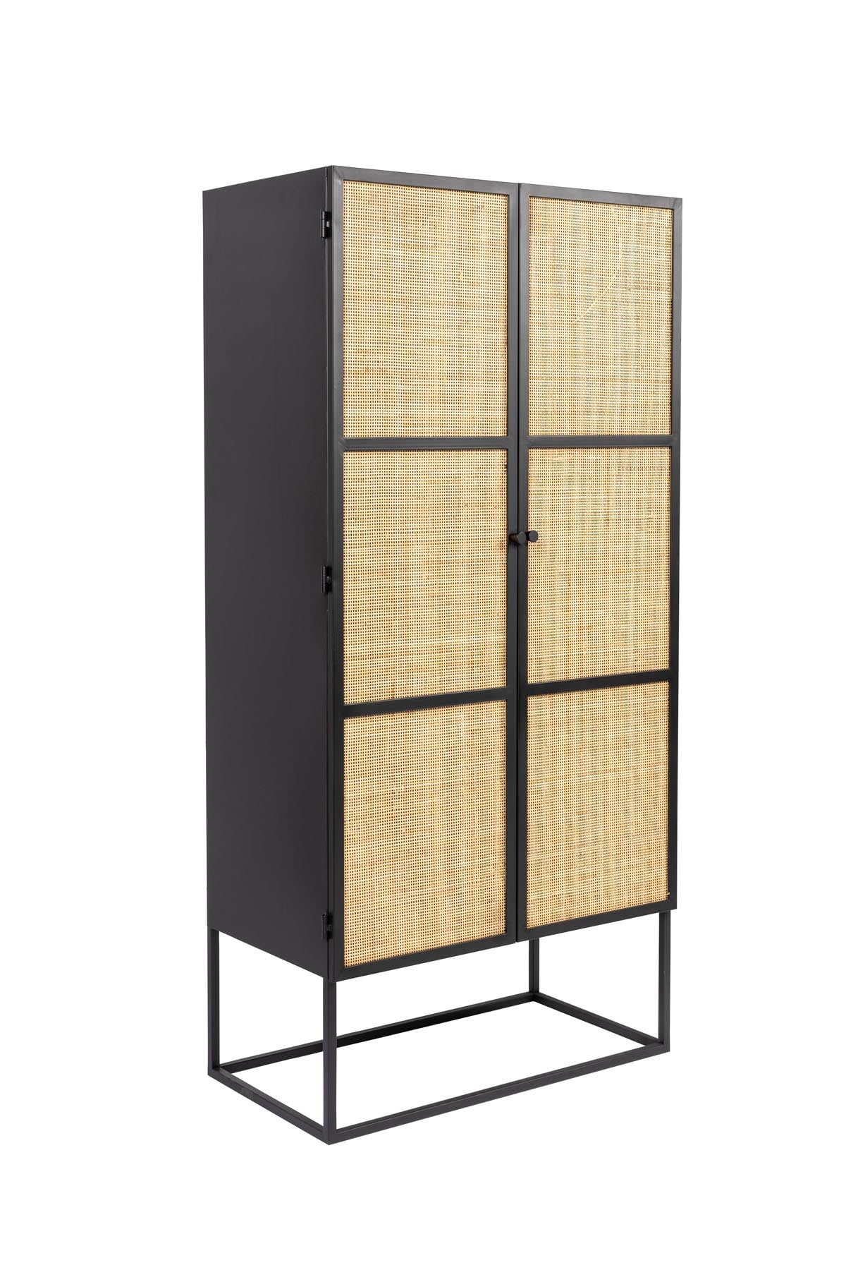 Cabinet Guuji High 2türig in Schwarz/Natur präsentiert im Onlineshop von KAQTU Design AG. Vitrine ist von White Label Living