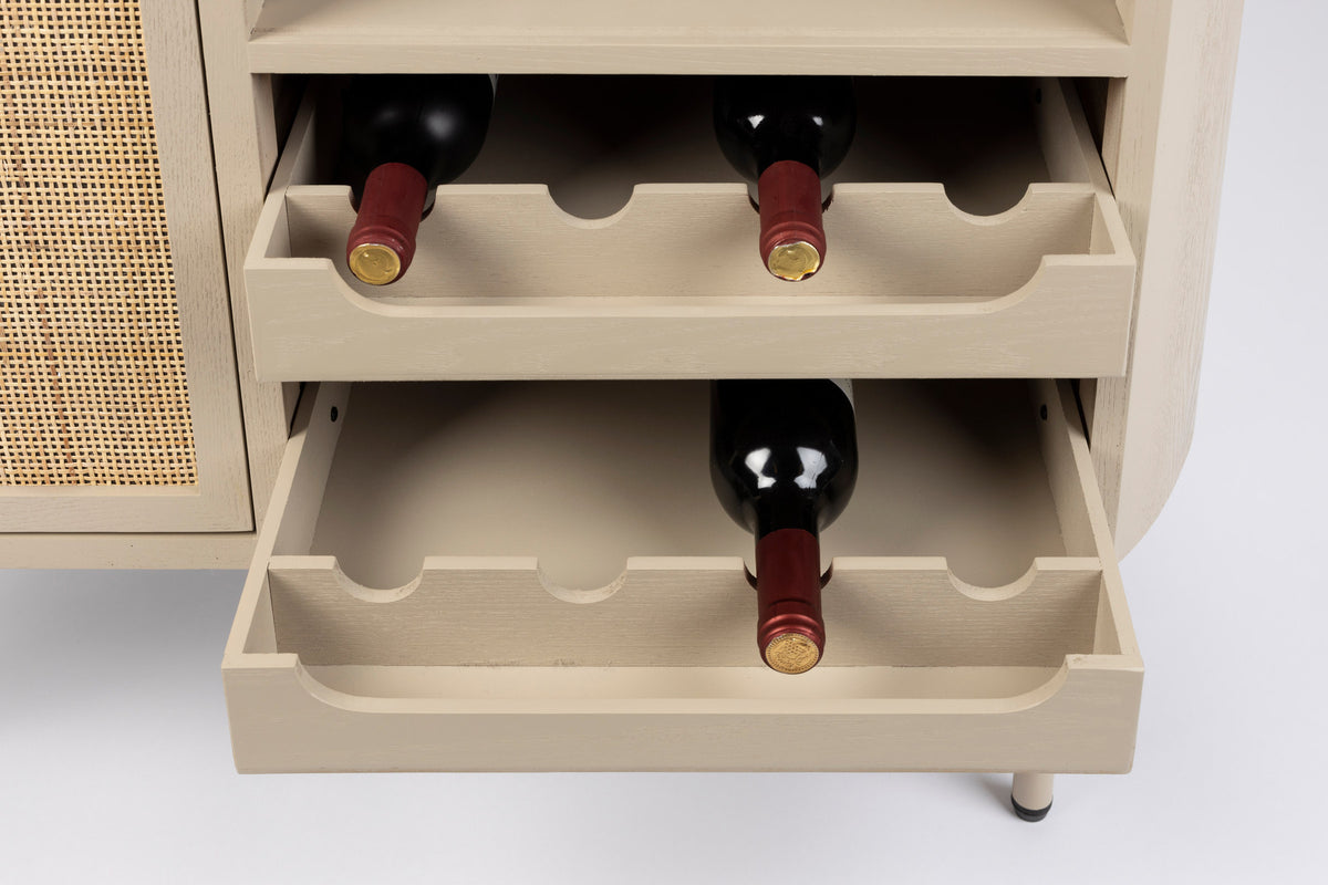 Wein CABINET AMAYA LOW in beige präsentiert im Onlineshop von KAQTU Design AG. Weinregal ist von White Label Living