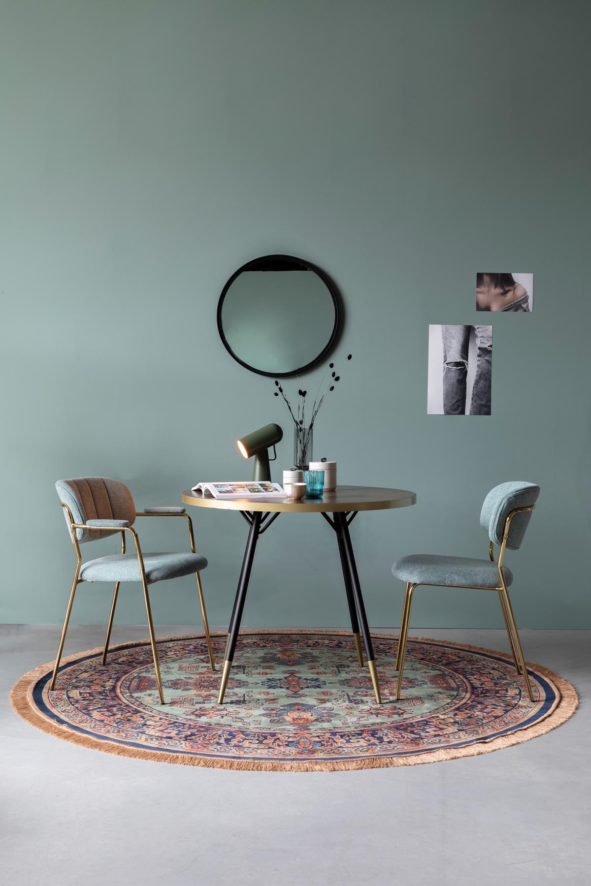 Teppich Raz rund in Grün präsentiert im Onlineshop von KAQTU Design AG. Teppich ist von White Label Living