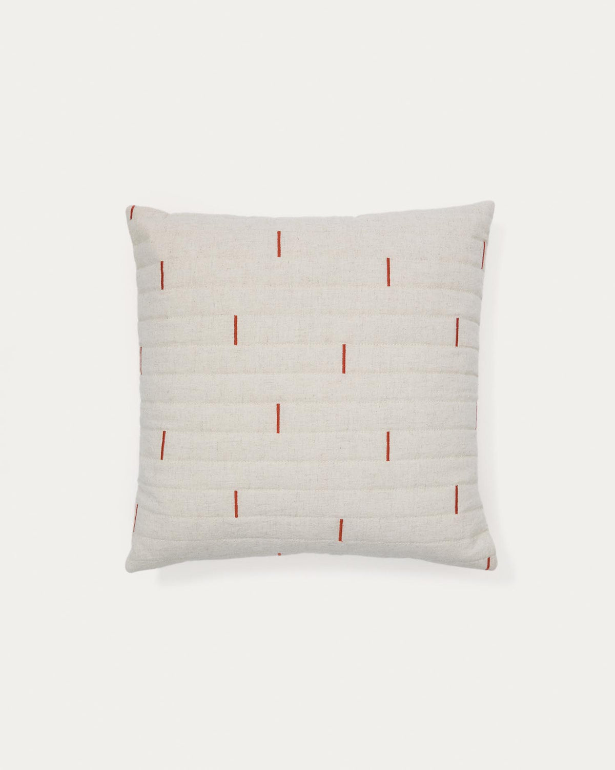 Kissenbezug Blaina aus Baumwolle und Leinen weiss mit roter Stickerei 45 x 45 cm in Weiss, Terrakotta präsentiert im Onlineshop von KAQTU Design AG. Deko Kissenbezug ist von Kave Home